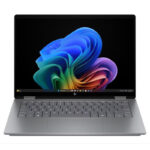 لپتاپ 14 اینچی اچ پی مدل OmniBook X Flip 14-fm0013dx، پردازنده Core Ultra 5-226V، رم 16 گیگابایت LPDDR5X، حافظه SSD با ظرفیت 512 گیگابایت، نمایشگر لمسی FHD+، قابلیت باز شدن 360 درجه و پشتیبانی از قلم، Wi-Fi 6E و سیستمعامل Windows 11